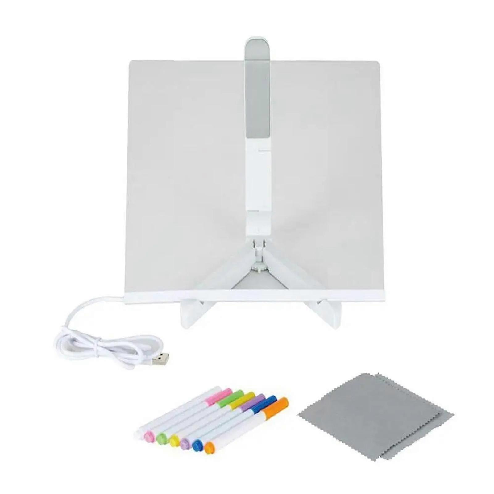 Tableau de notes LED avec 7 marqueurs Acrylique Effaçable à sec Tableau de messages réinscriptibles alimenté par USB pour les enfants Enfants