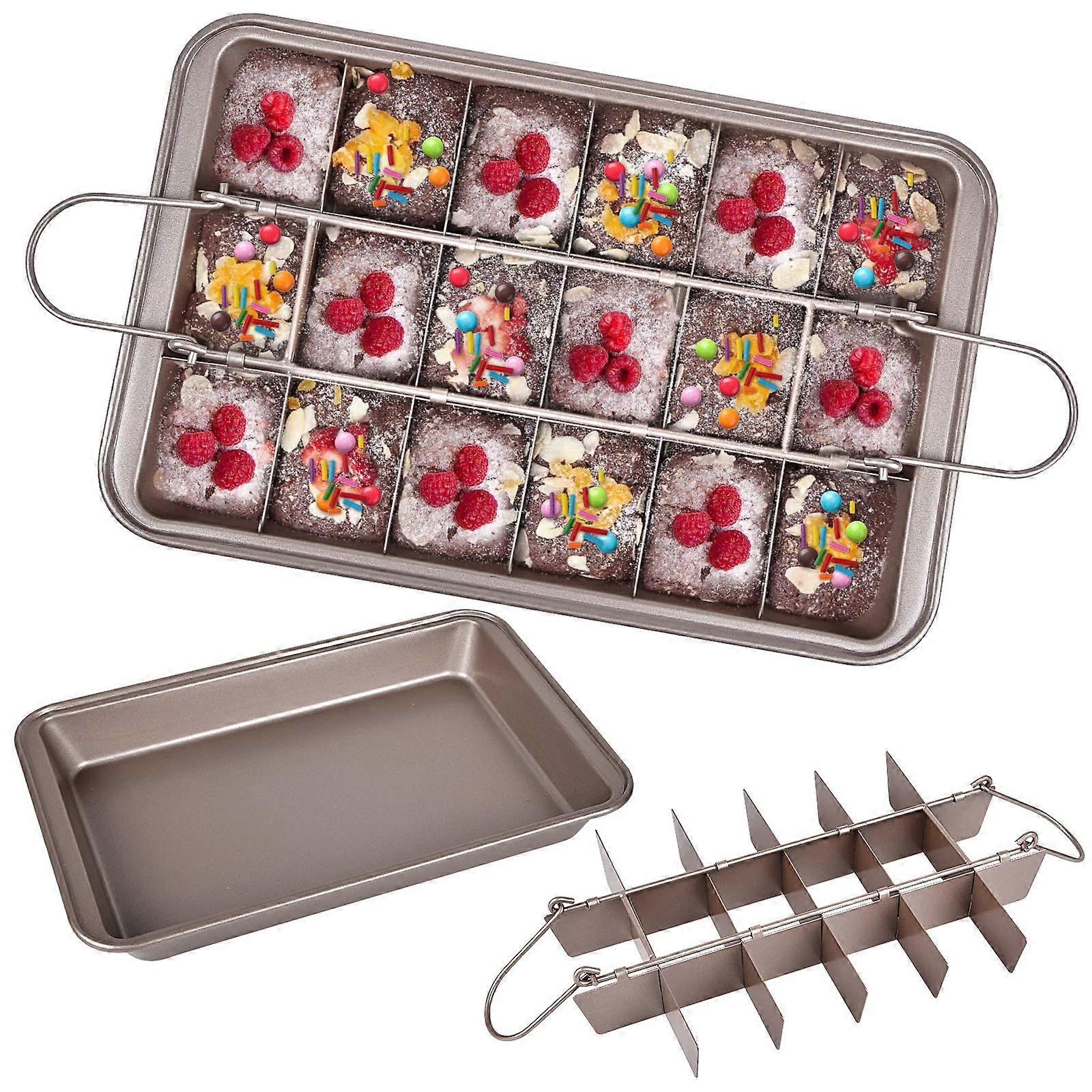 Brownie Pan with Dividers Non-Stick Brownie Tray Square Cake Mould Baking Tray