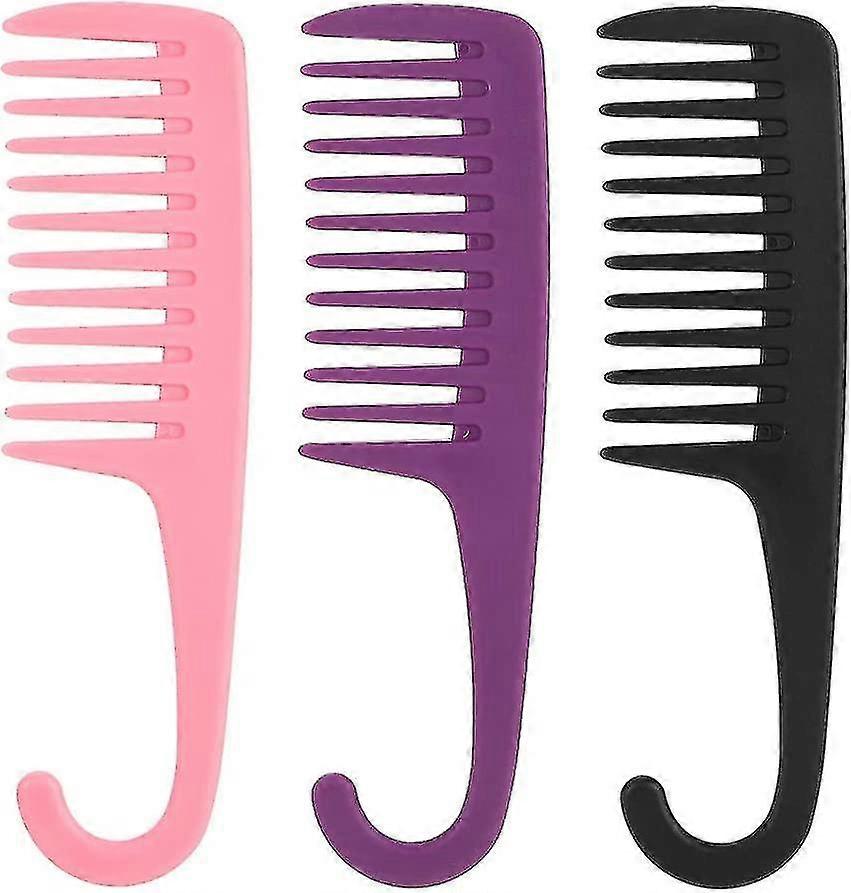 3Pcs Plastic Wide Tooth Hair Comb