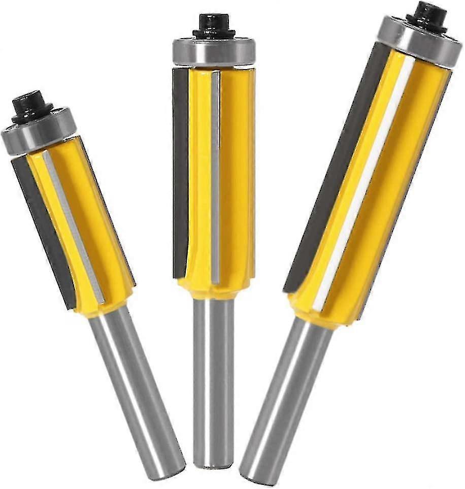 8mm Shank Wood Router Bit With 4 Blades, 3pcs Finishing Pattern Router Bit Set Shank Flush Trim Bit Set Hy