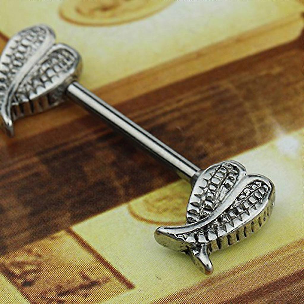 2x 1 Pair Double Feathers Angel Wing  Bar Ring  Barbell Piercing