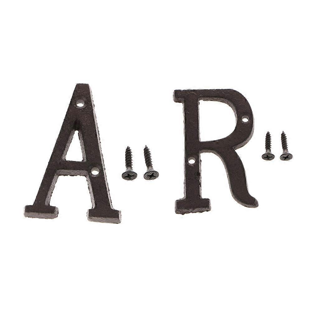 2x Front Door Letters Creative Iron Labels Wall Letters with 4x Screws