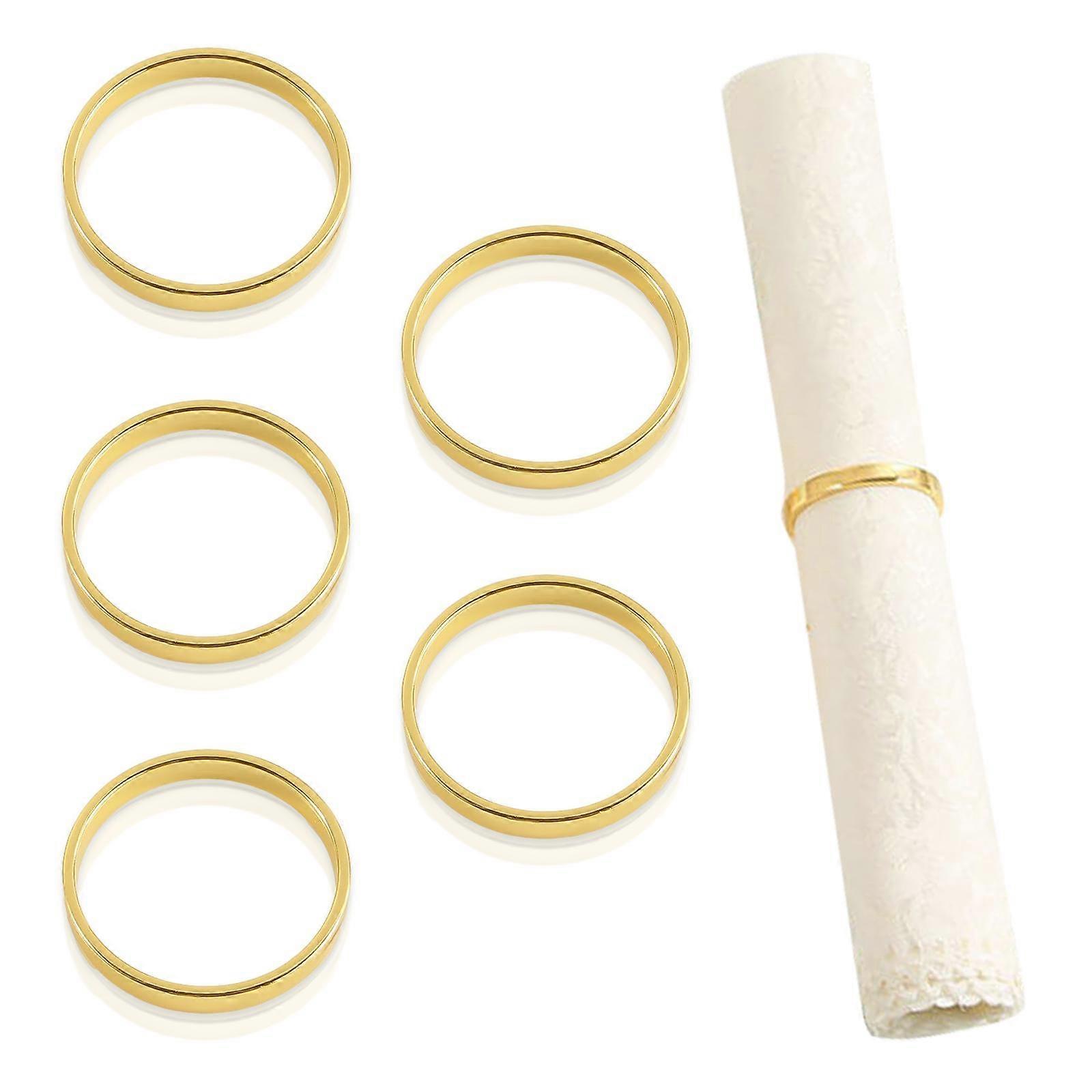 5pcs Round Napkin Rings - Gold