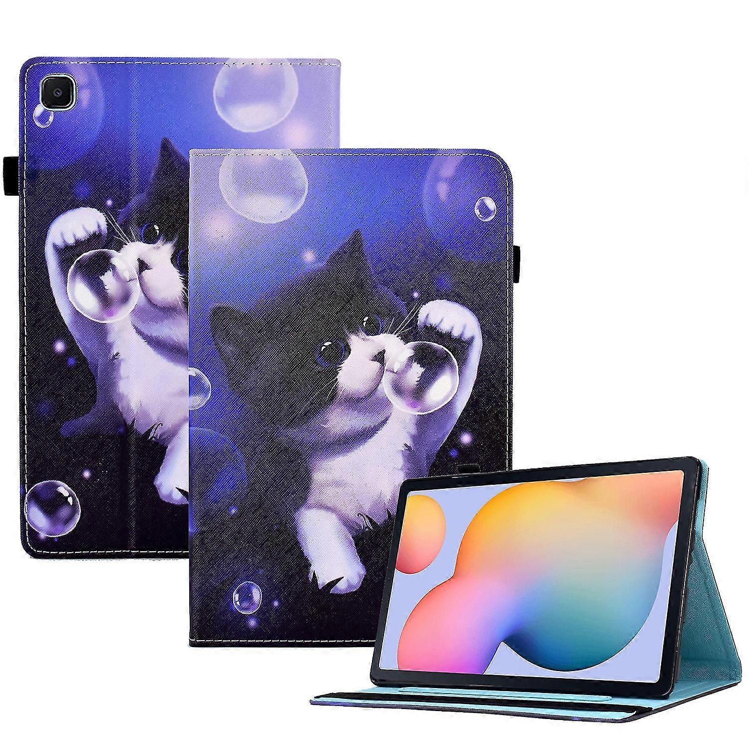 For Samsung Galaxy Tab S6 Lite (2022) / Tab S6 Lite Pattern Printing Tablet Stand Case Leather Card Slots Cover With Elastic Band