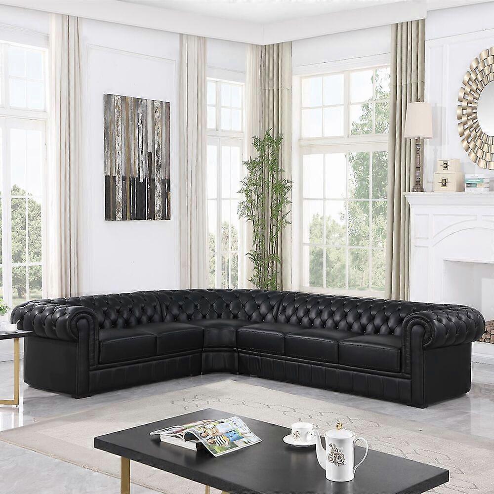 Manual Reclining Sectional Sofa Set Leather Recliner Corner Sectional Couch Sofa