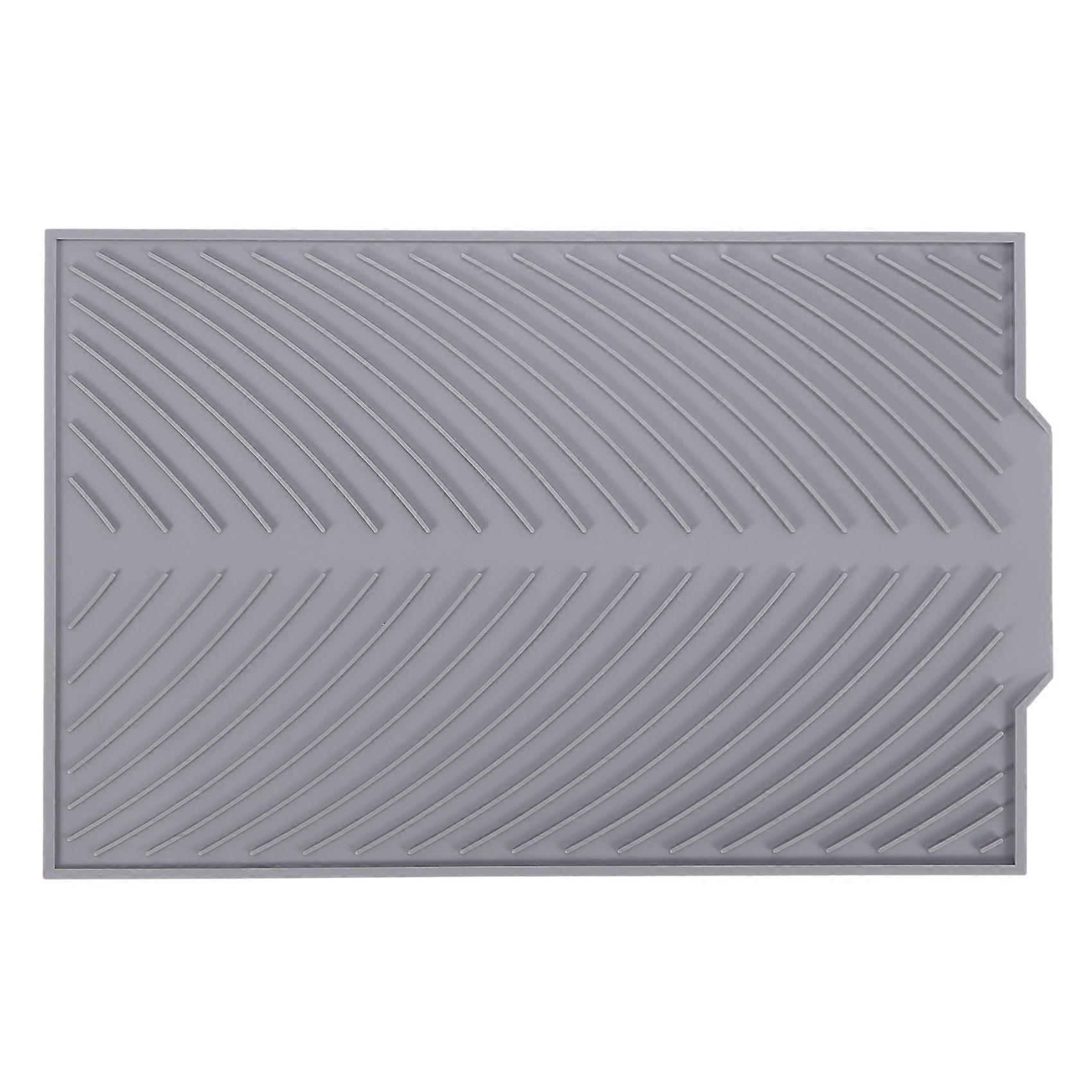 Silicone Dish Drying Mat Flume Folding Draining Mat,Rectangle Drain Mat Drying Dishes Pad Heat Resistant Non-Slip Tray Gray