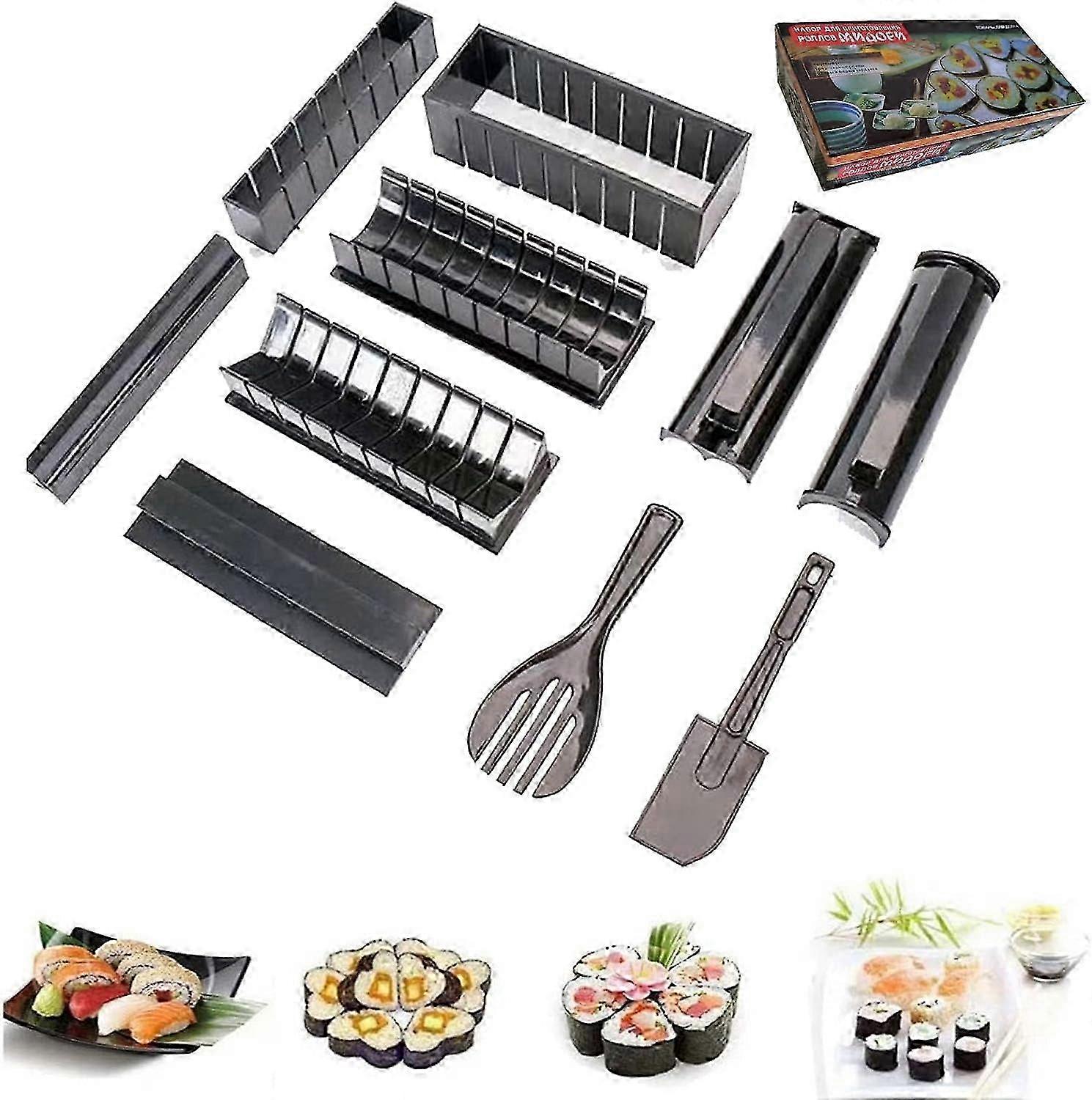 10 Pieces Sushi Maker Kit,Plastic Premium Set Sushi Tool Set Sushi Rice Roll Mold Shapes, DIY Sushi Tool for Home Beginners