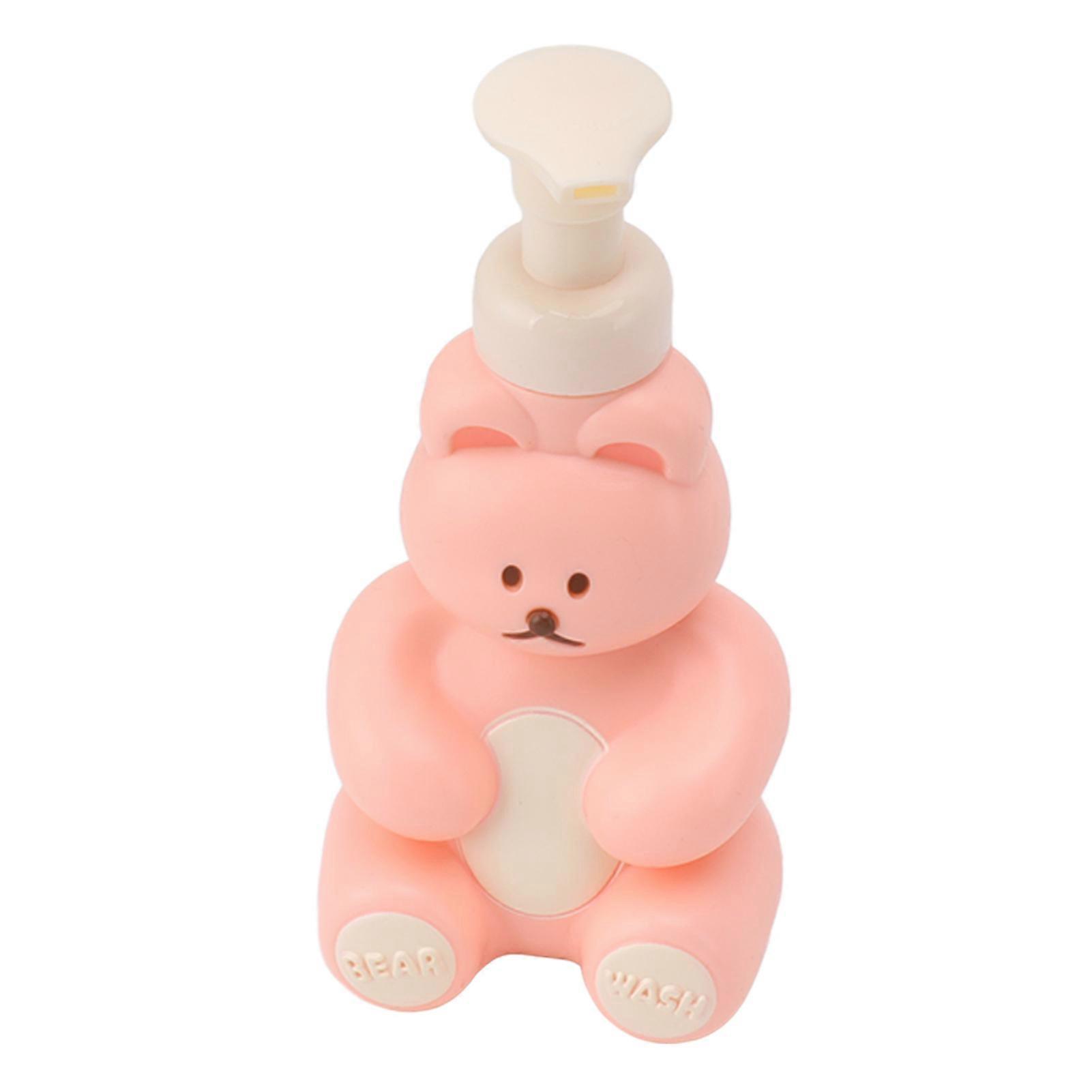 Empty Hand Soap Dispenser Bottle with Pink Cartoon Bear Pump for