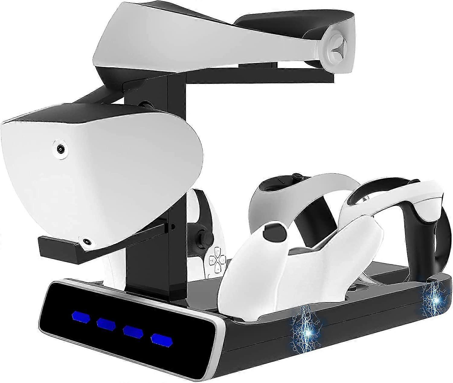 PSVR2 Charging Station - 5-in-1 Charging Display Stand with LED Light and PS5 Controller Charger