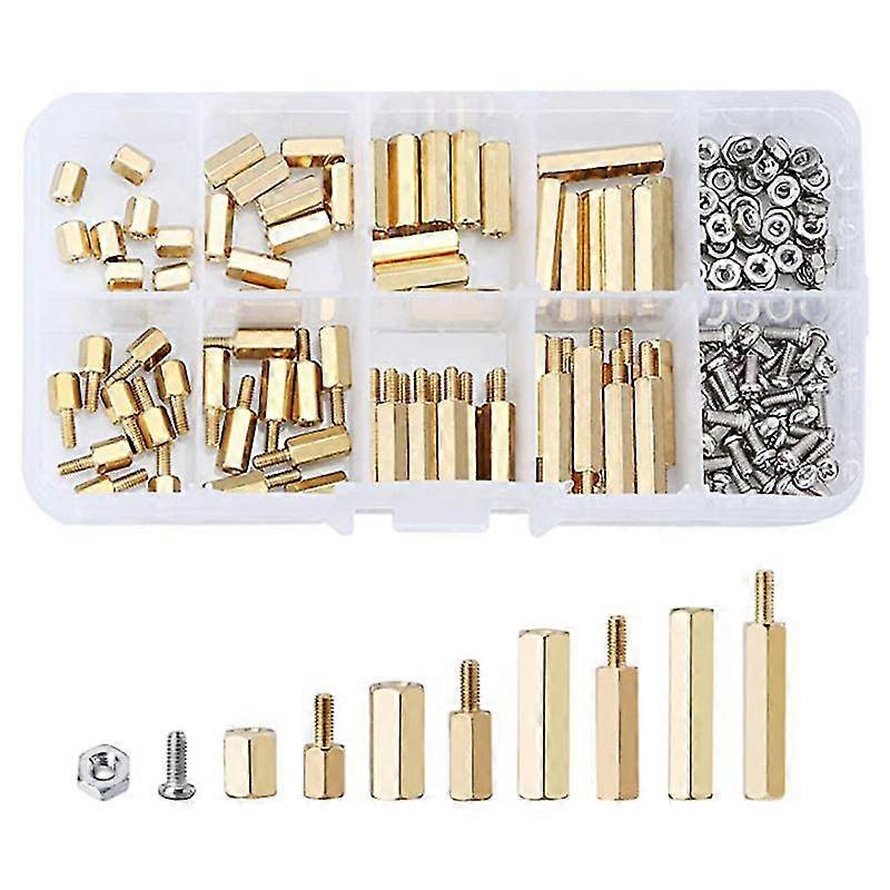 180pc Single And Double Pass Hex Copper Column Screw Nut Combination Set