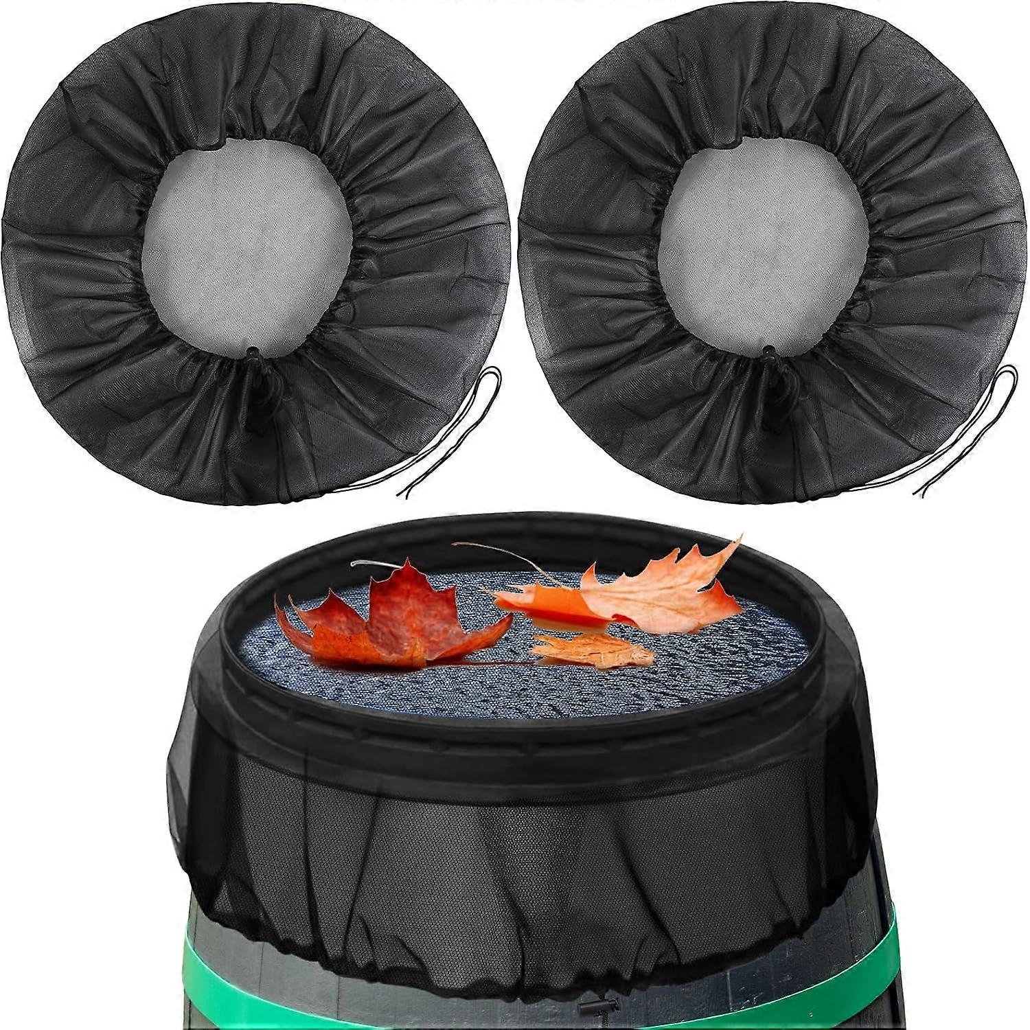 2pcs Adjustable Mesh Cover for Rain Barrel, 95cm Water Collector Net with Drawstring, Round Rain Barrel Cover, Protection Against Mosquitoes and Leav