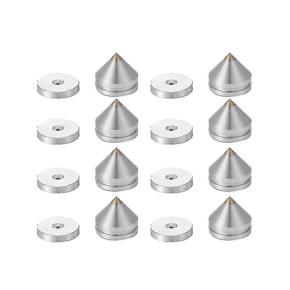 8 Σετ Ηχείο Stand Πόδια Foot Pad Metal Spikes Κωνικός Πάτωμα Foot Nail Silver-w
