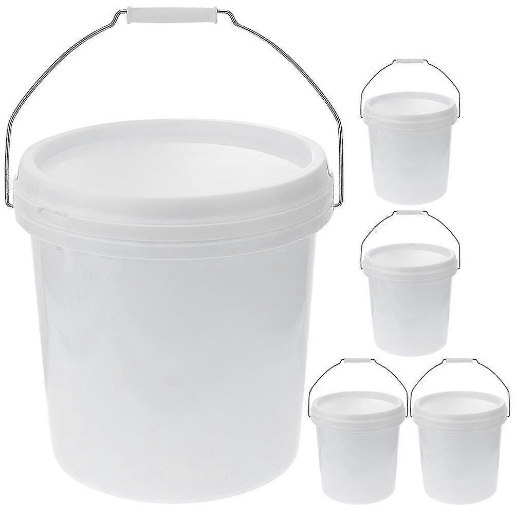 5pcs Plastic Bucket With Handle Water Bucket Portable Lidded Bucket Wash Bucket For Farm 2l