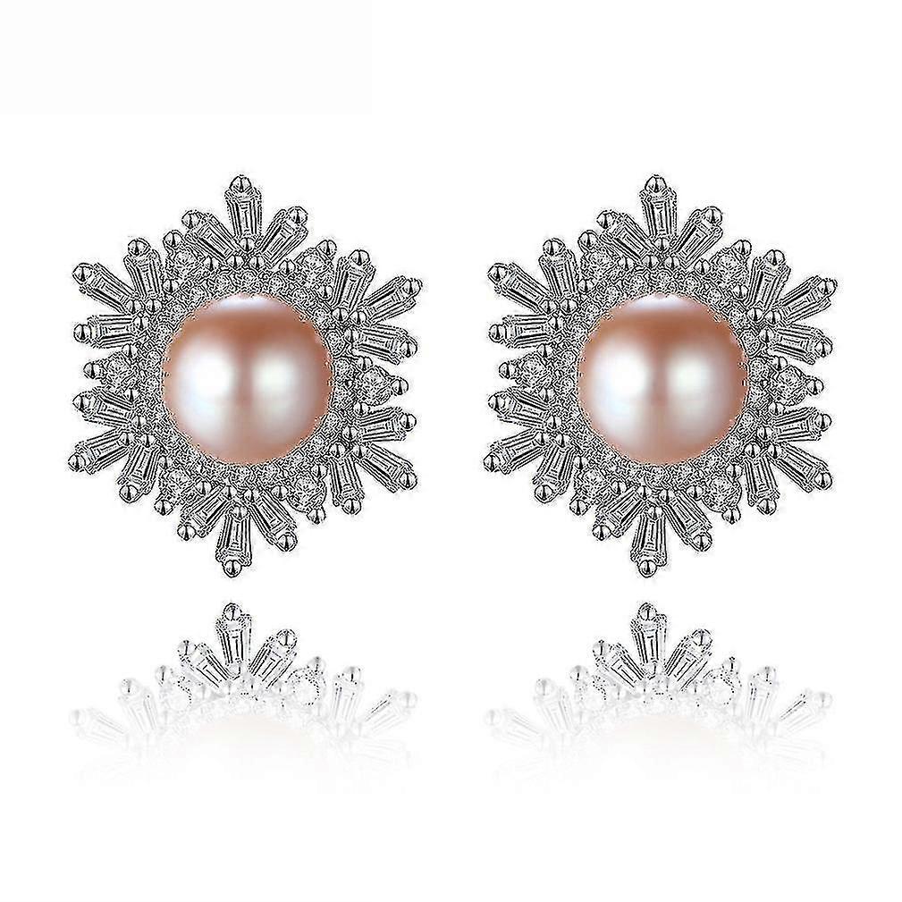 Ear Studs Snowflake S925 Freshwater Pearl Earrings For Wedding