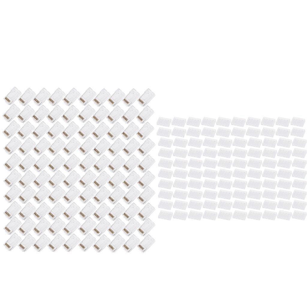RJ45 Cat6 Pass Through Connectors 3 Prong Ethernet Ends for Network Solid Wire