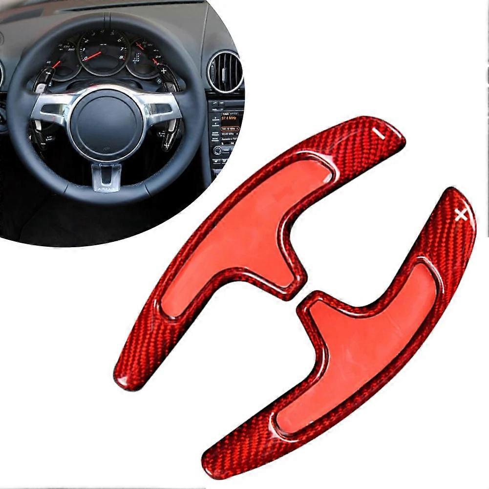 Motor Vehicle Controls2Pcs Red Carbon Fiber Car Steering Wheel Paddle Shift Extension For Porsche 991 Cayman 981 2013-2016 & For Carrera Boxster