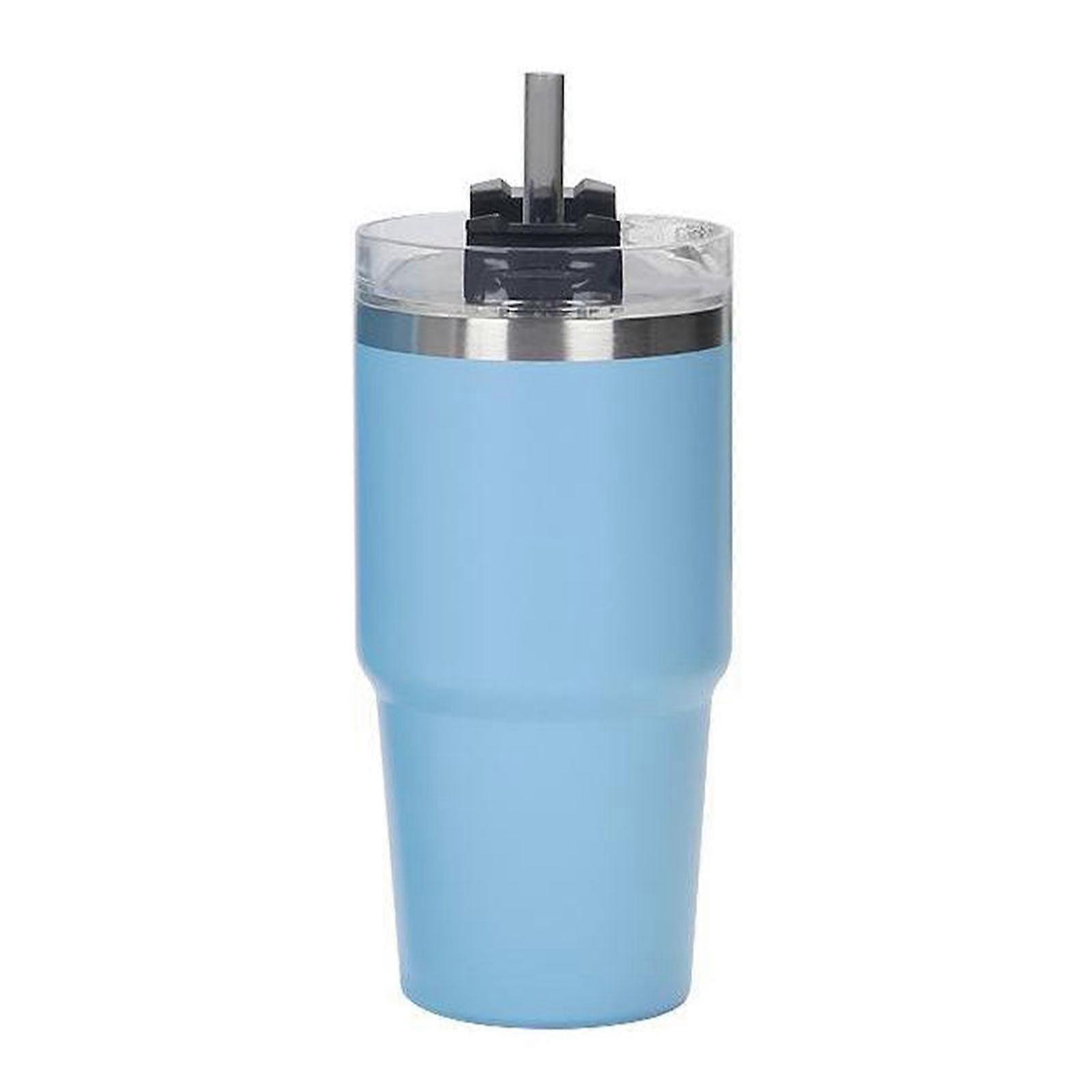 Mugg med handtag Cafe Isolerad Tumlare Halm Rostfritt Stål Kaffe Termos Cup In-Car Vakuumflaskor Bärbar Vattenflaska