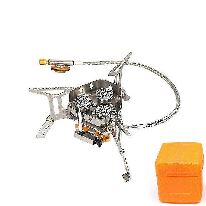 5800W 6800W Outdoor Portable Three Core Furnace 3 Burners Windproof Folding Ultralight Burner Gas Stoves for Picnic Cooking Camp Portable Cooking Sto