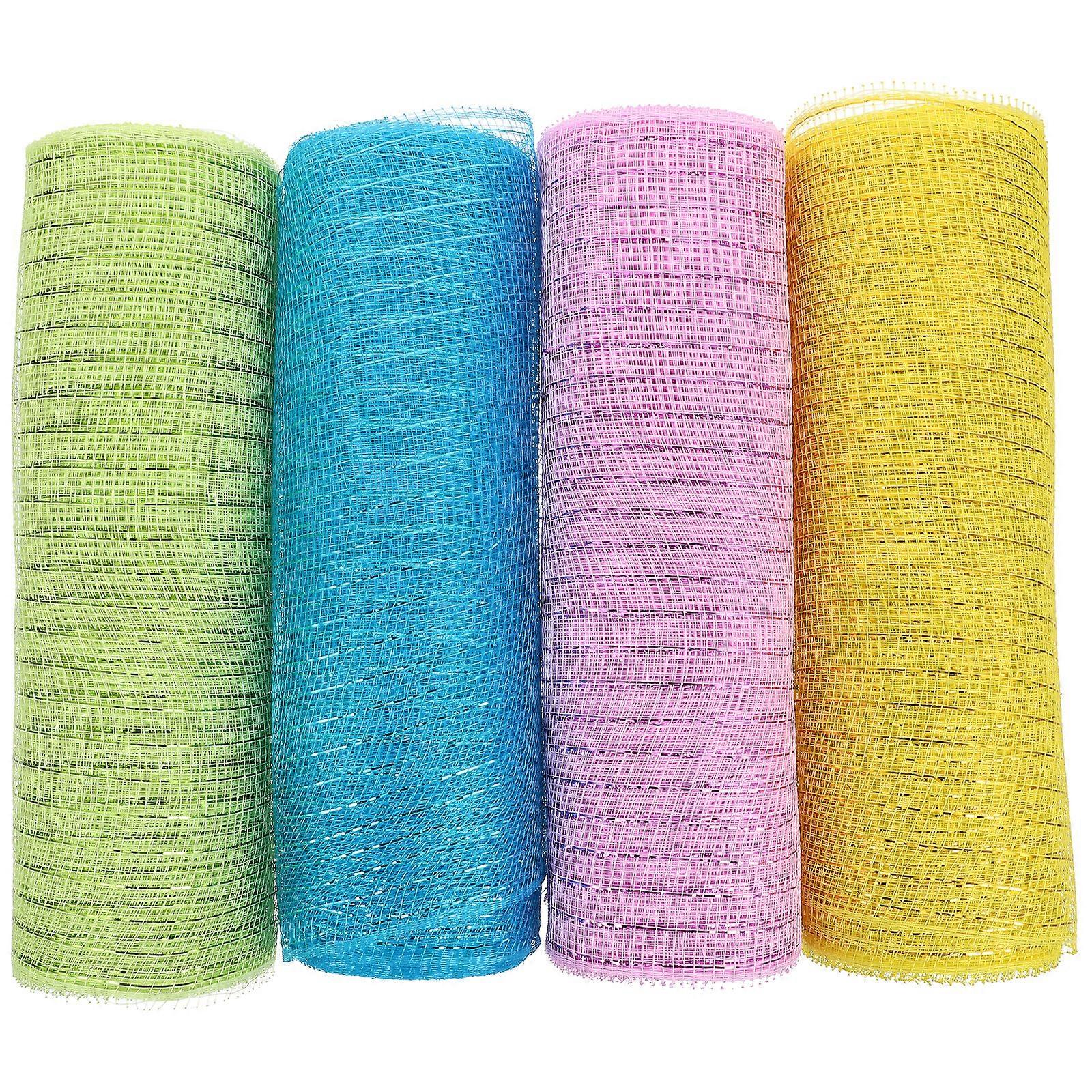 4 Rolls Mesh Ribbons Poly Mesh Ribbons Easter Wreath Making Mesh Ribbons