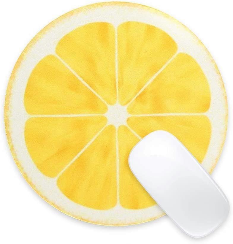Cute Mouse Pad Lemon 8.66-Inch Round Mouse Mat Cloth Gaming Mousepad Desktop Pad with Non-Slip Rubber Base for Home Office School Accessories Accurate