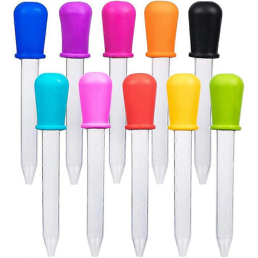 BENECREEAT 20PCS 5ml Silicone and Plastic Pipettes Rainbow Color Graduated Liquid Dropper Pipette for Candy Molds Gummy Mold and Crafts 10 Colors