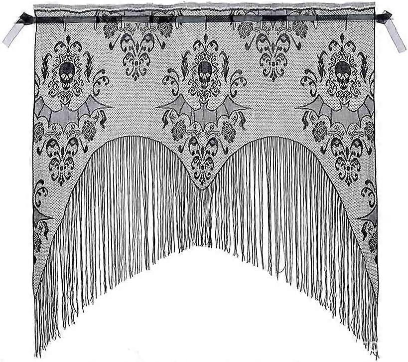 ליל כל הקדושים וילון חלון גולגולת תחרה, חלון דלת ליל כל הקדושים ואלנס עם ציצית