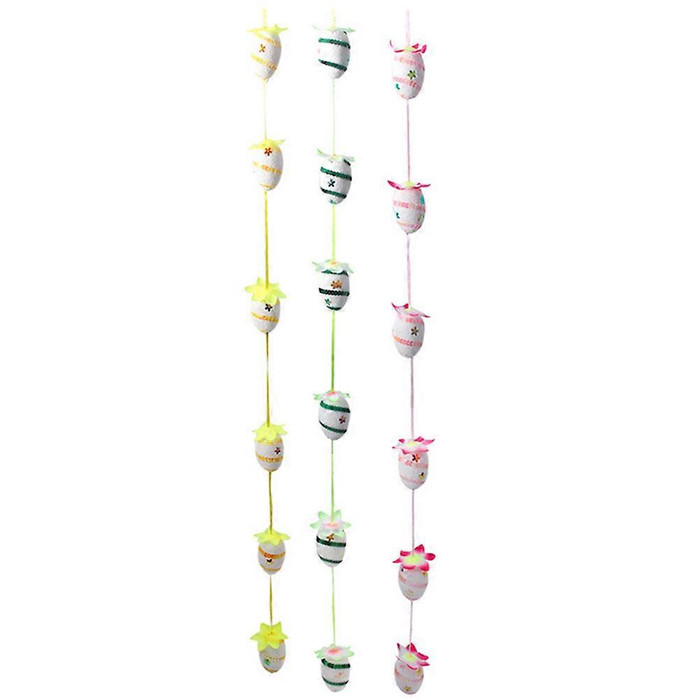 3pcs Easter Themed Garland Easter Foams Egg Shape Ornament Tree Ornaments
