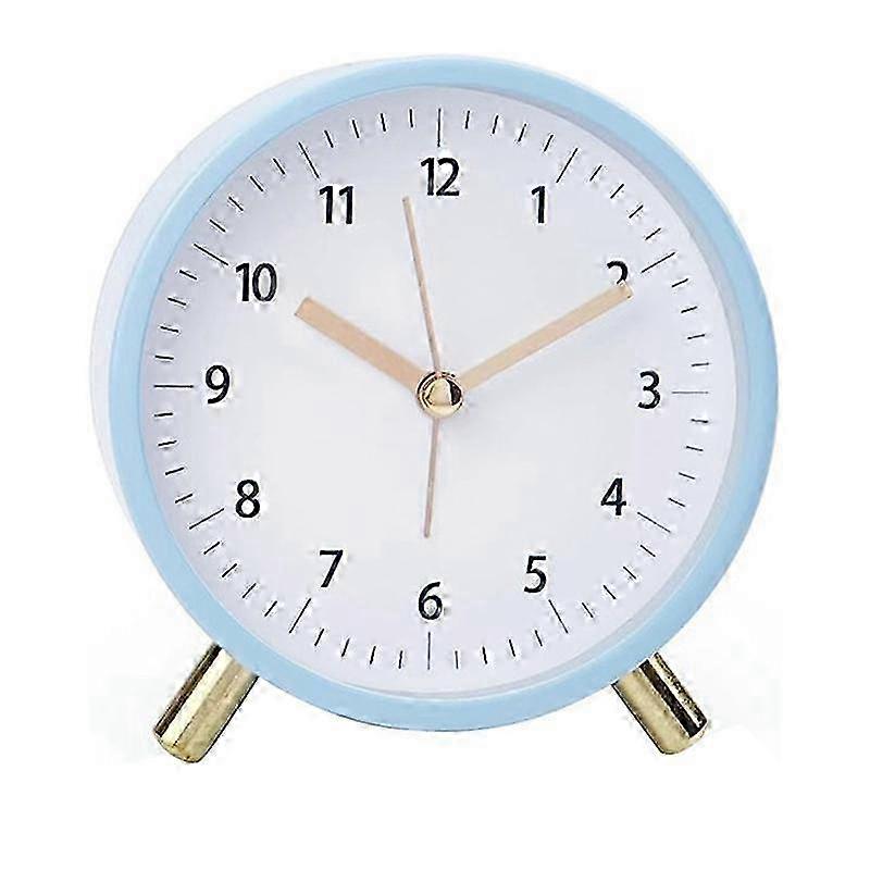 Alarm Clock 4.5inch Bedside Analog Alarm Clock For Bedroom Battery Operated Round Clock With Backlight, Blue