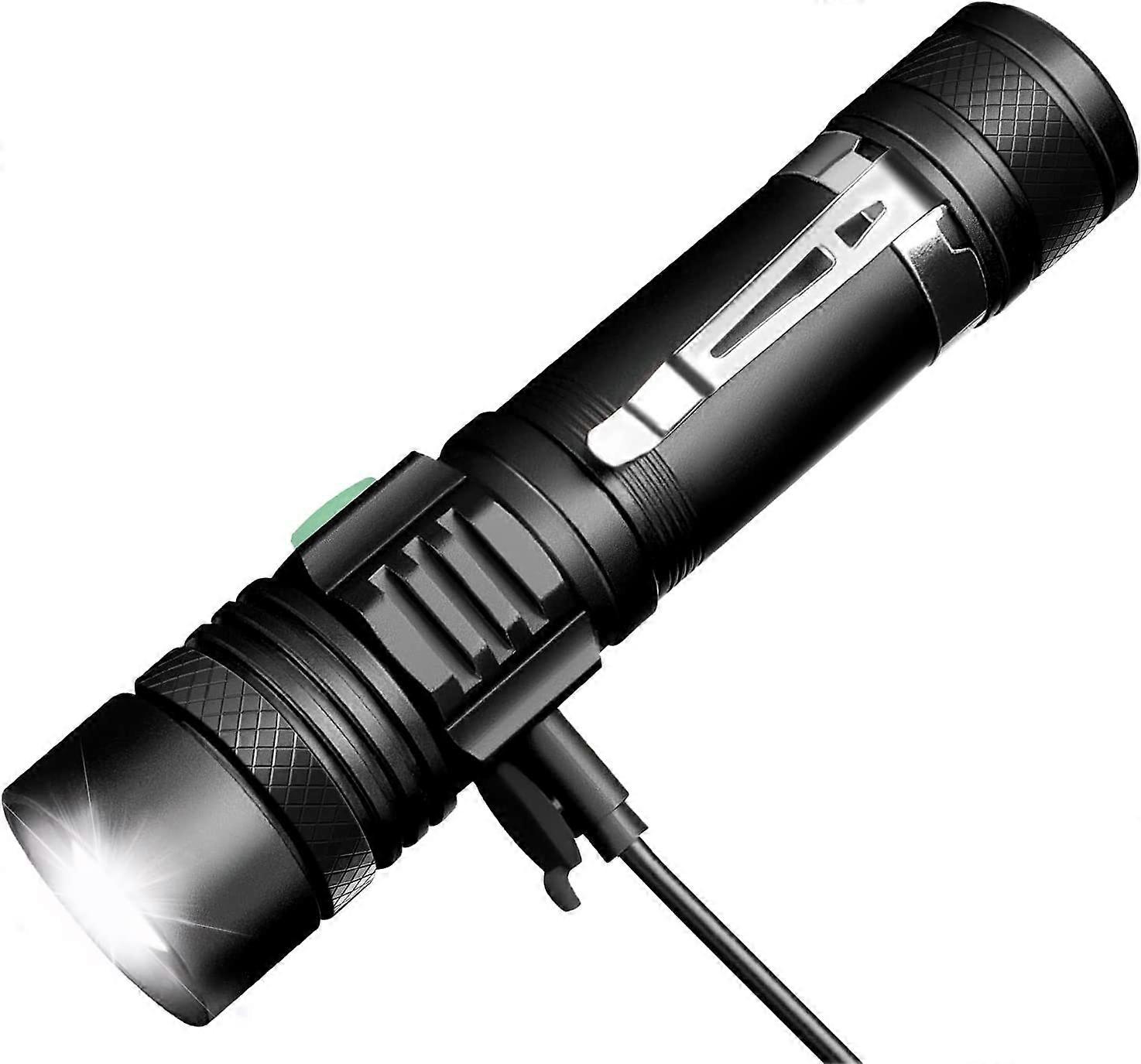 USB Rechargeable LED Flashlight,600LM Waterproof,4 Modes(Battery Included)