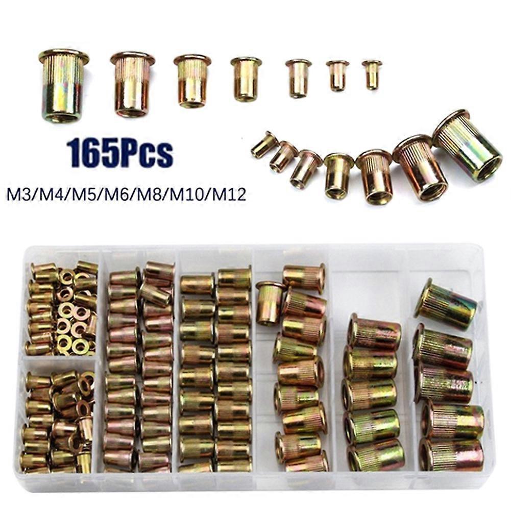 165Pcs M3 M4 M5 M6 M8 M10 M12 Thread Metal Nutsert Rivet Nut Set Accessories