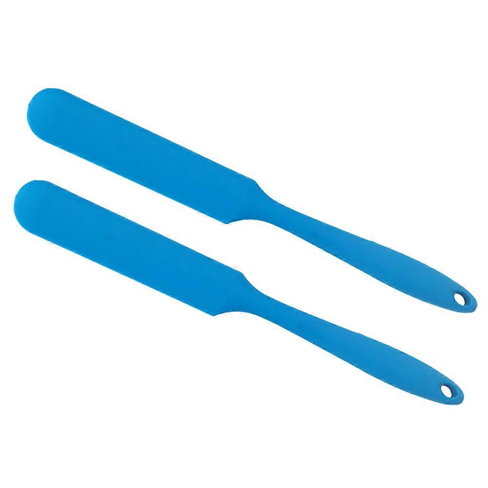 2 pcs Long Handle Silicone Spatula Cake Cream Mixer Baking Dough Scrapers Confectionery Tools Kitchen Accessories (Blue)