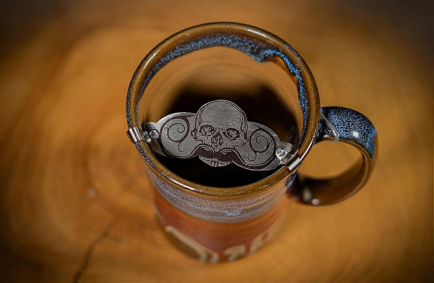 Snor bescherming voor drank - schedel ontwerp roestvrij staal snor beschermer - multifunctionele innovatieve drinkbenodigdheden, drinkbeschermer voor koffiemokken, bierbekers