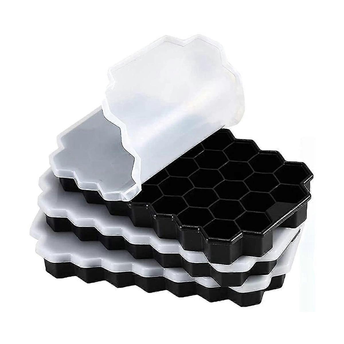 Silicone Small Ice-cube Trays With Removable Lid, Easy-release Flexible Hexagonal 37-ice-cube Mo