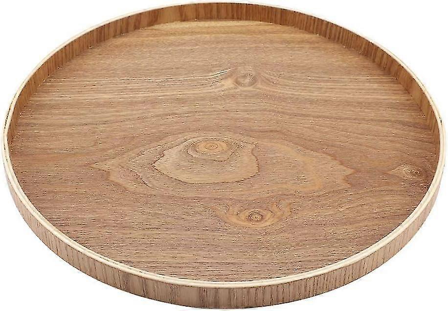 صينية خشبية مستديرة ، صينية تقديم خشبية طبق طعام ، صواني زخرفية للإفطار ، طقم شاي ، فواكه ، حلوى ، إكسسوارات مطبخ (27 سم)