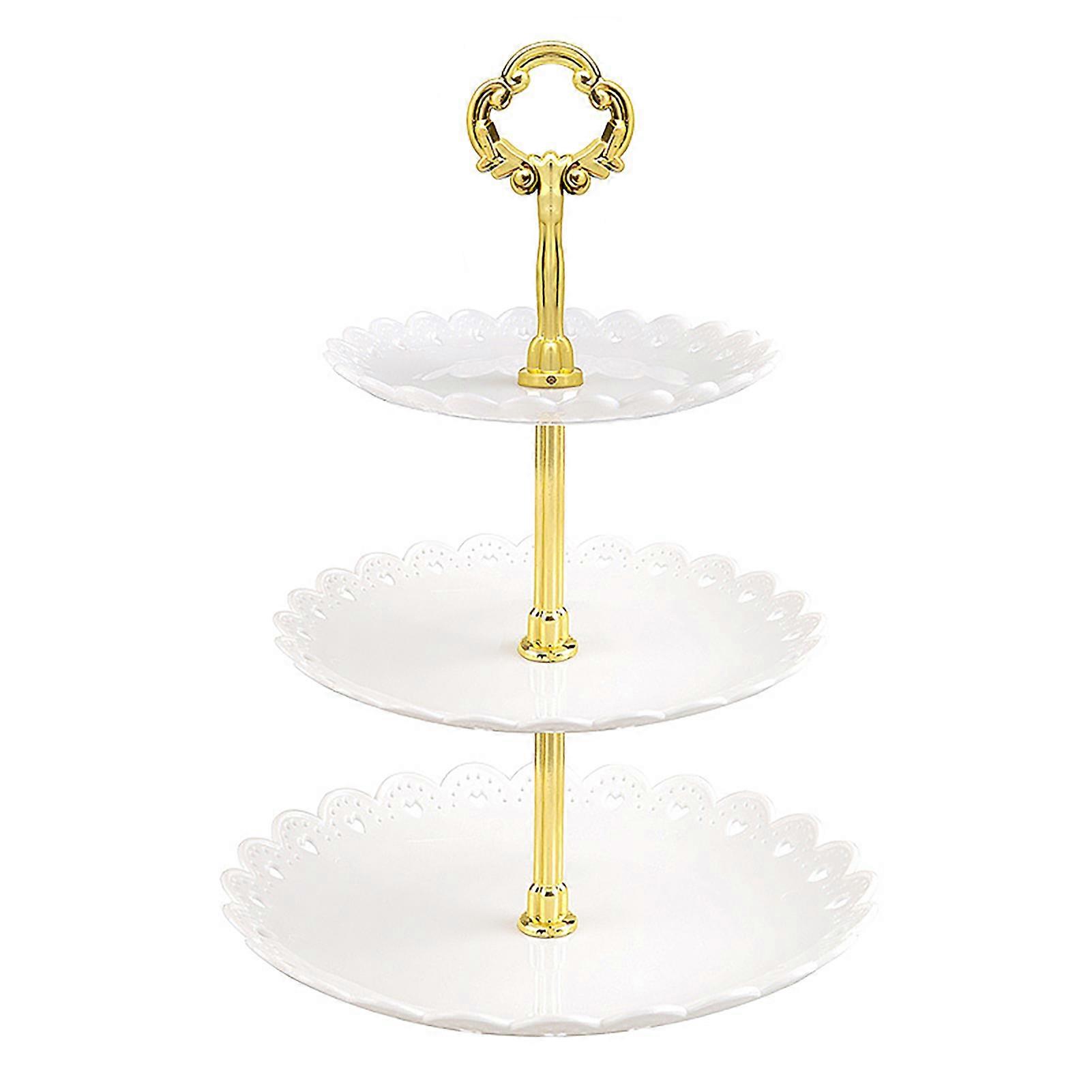 3Pcs Dessert Plate Three-layer Party Supply Plastic Cake Dessert Plate Stand for Wedding