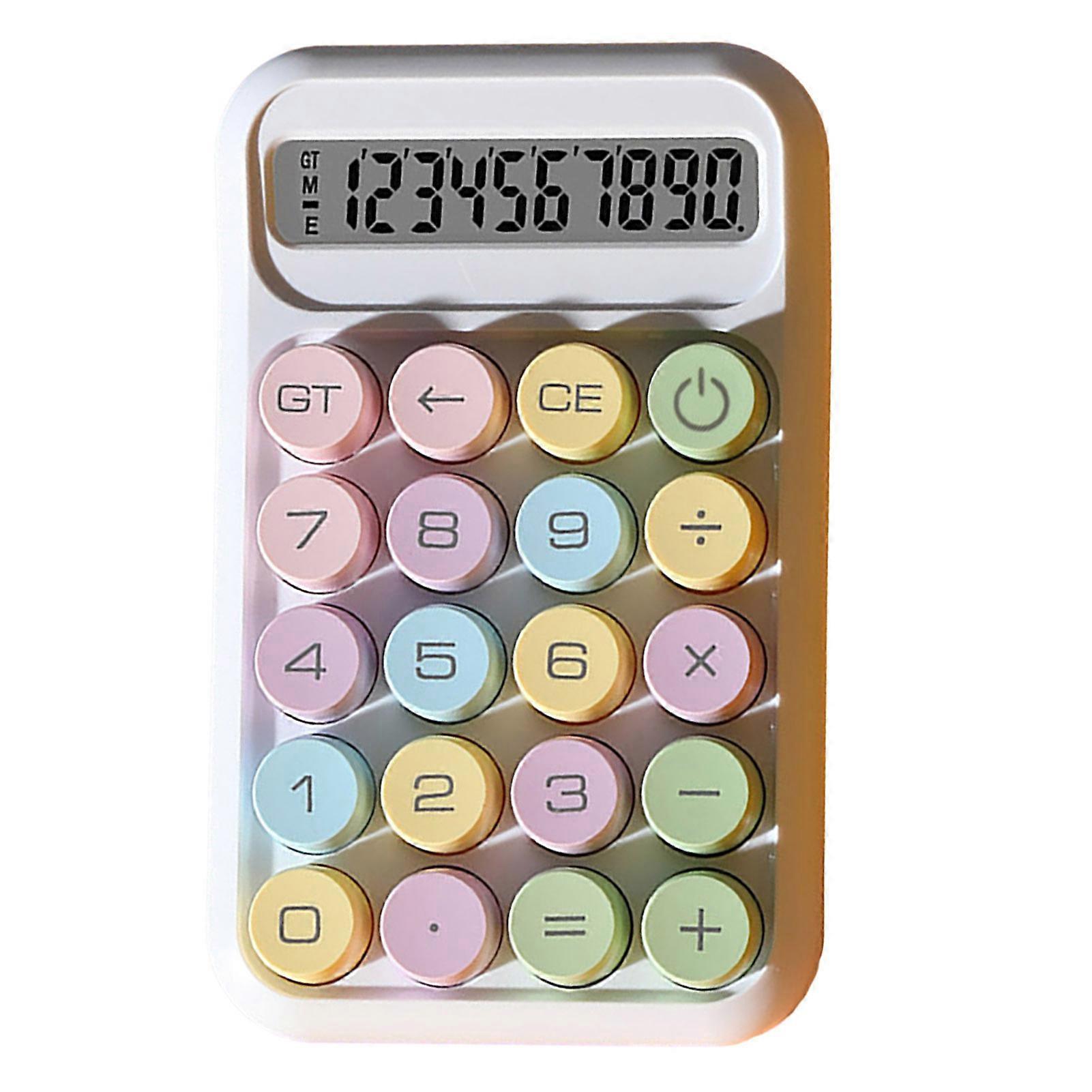 Mechanical Calculator Retro Typewriter Style 10-Digit Calculator with Large LCD Display for School Office QingHai