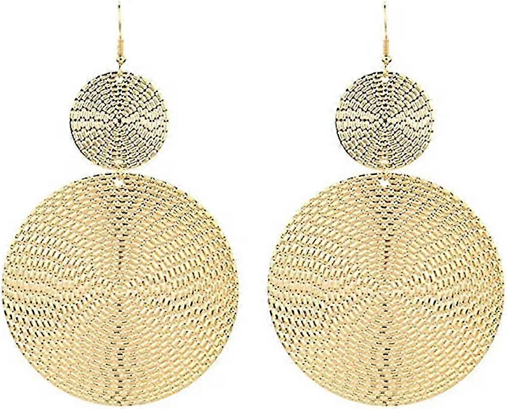 Large Double Circles Round Dangle Drop Earrings Geometric Statement Handmade Gift