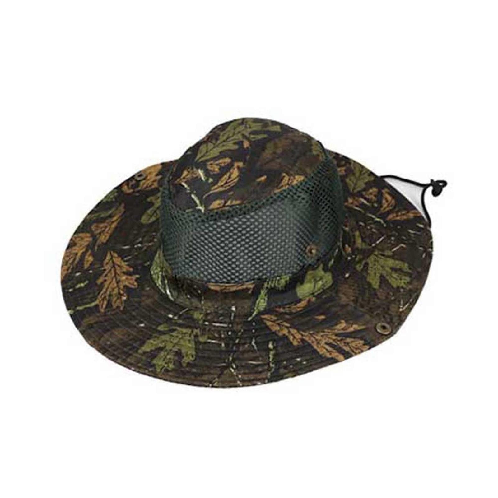 Boonie Hat Mesh Leaves Pattern Camouflage Breathable Fishing Cap