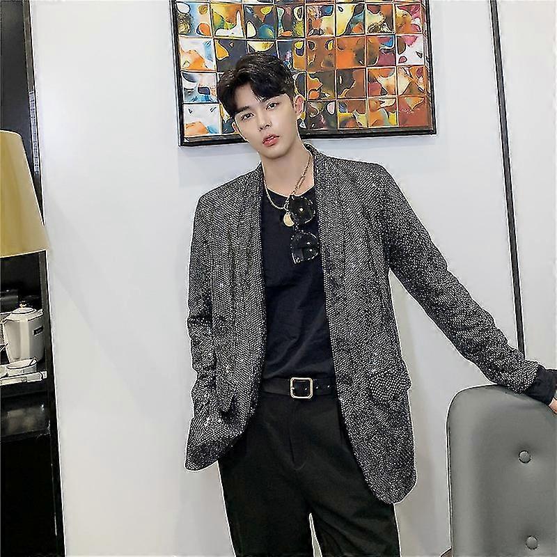 Boutique Autumn Bright Suit Coat Men Korean Version Of The Trend