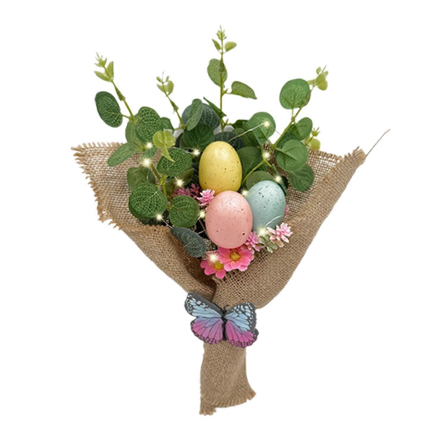 Artificial Easter Egg Flowers Handheld Spring Party Floral Stems Speckled Easter Egg Decorations