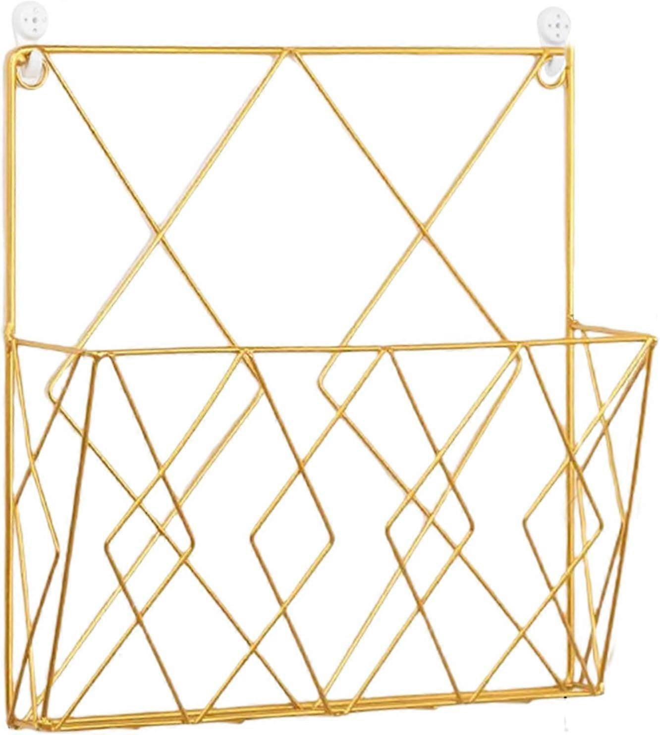 Wall File Organizer, Simple Metal Wall Books Holder, Multifunctional Space Saving Storage Rack for, School, or Home