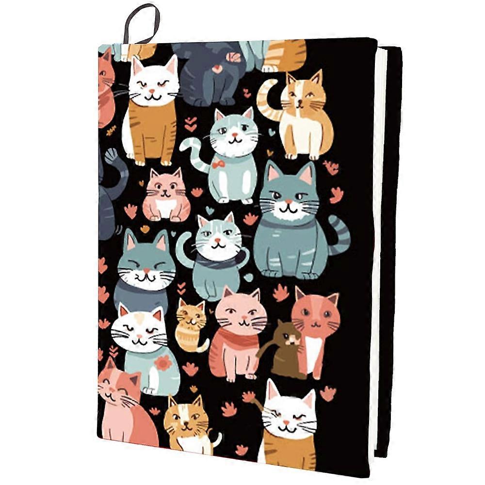 Polyester Book Covers Elastic Notebook Wraps Rectangle Cat Shape 400x250mm
