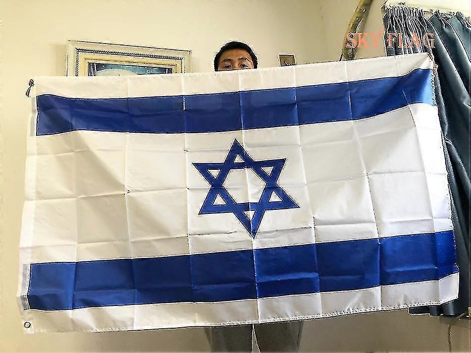 דגל שמיים דגל ישראל 90x150 ס"מ פוליאסטר תלוי Isr il דגלי ישראל דגל הארץ קישוט הבית Tw S202412243022