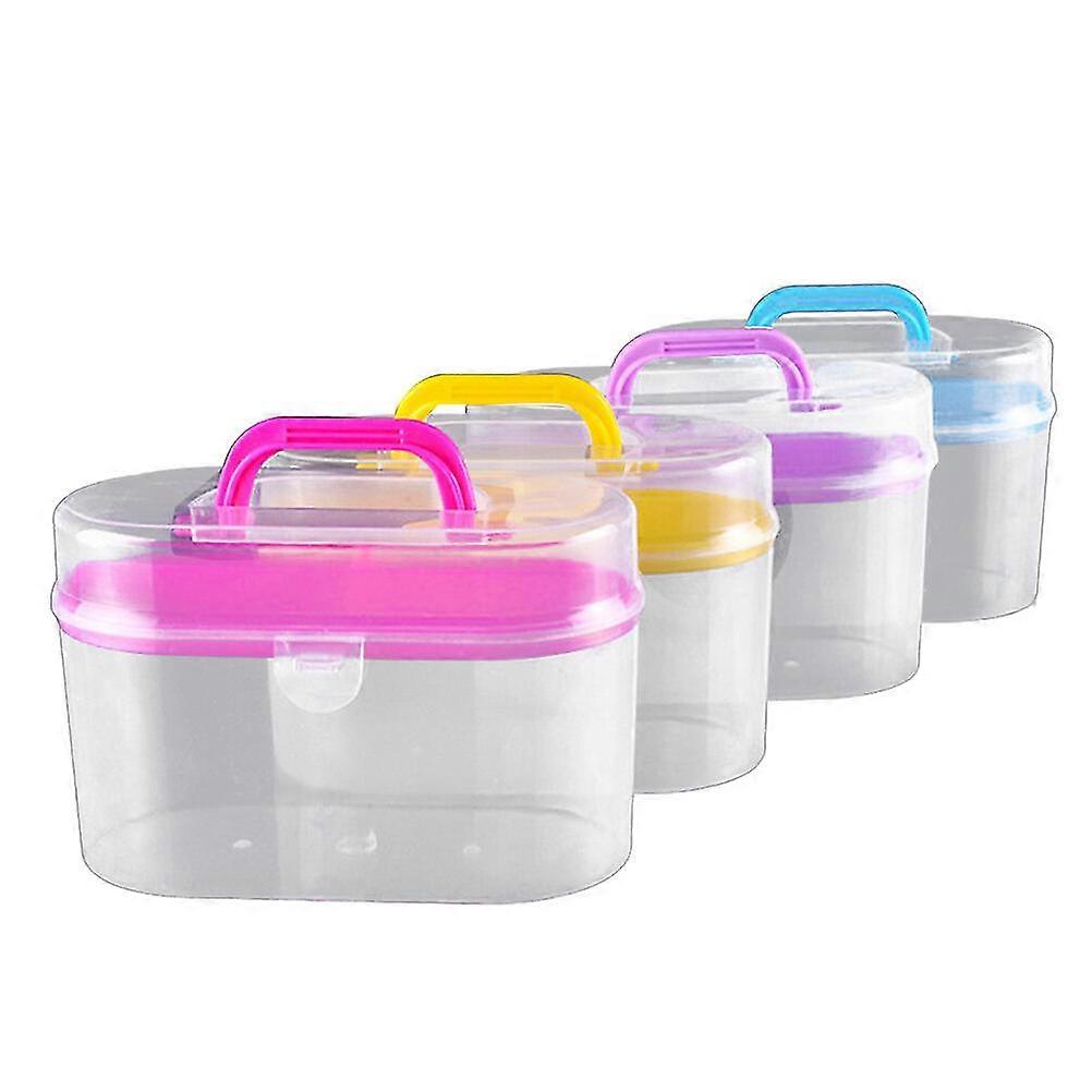 Portable Plastic Storage Container Double-wall Carrying Case For Sewing Supplies(random Color)