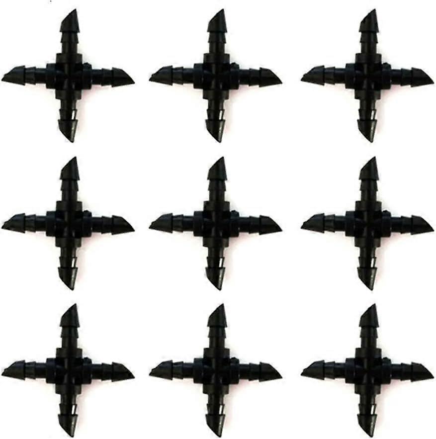 25Pcs 4mm Drip Irrigation Connectors, 4 Way Cross Barbed Connectors, Drip Irrigation Fittings, Water Hose Connectors for Drip Irrigation Systems