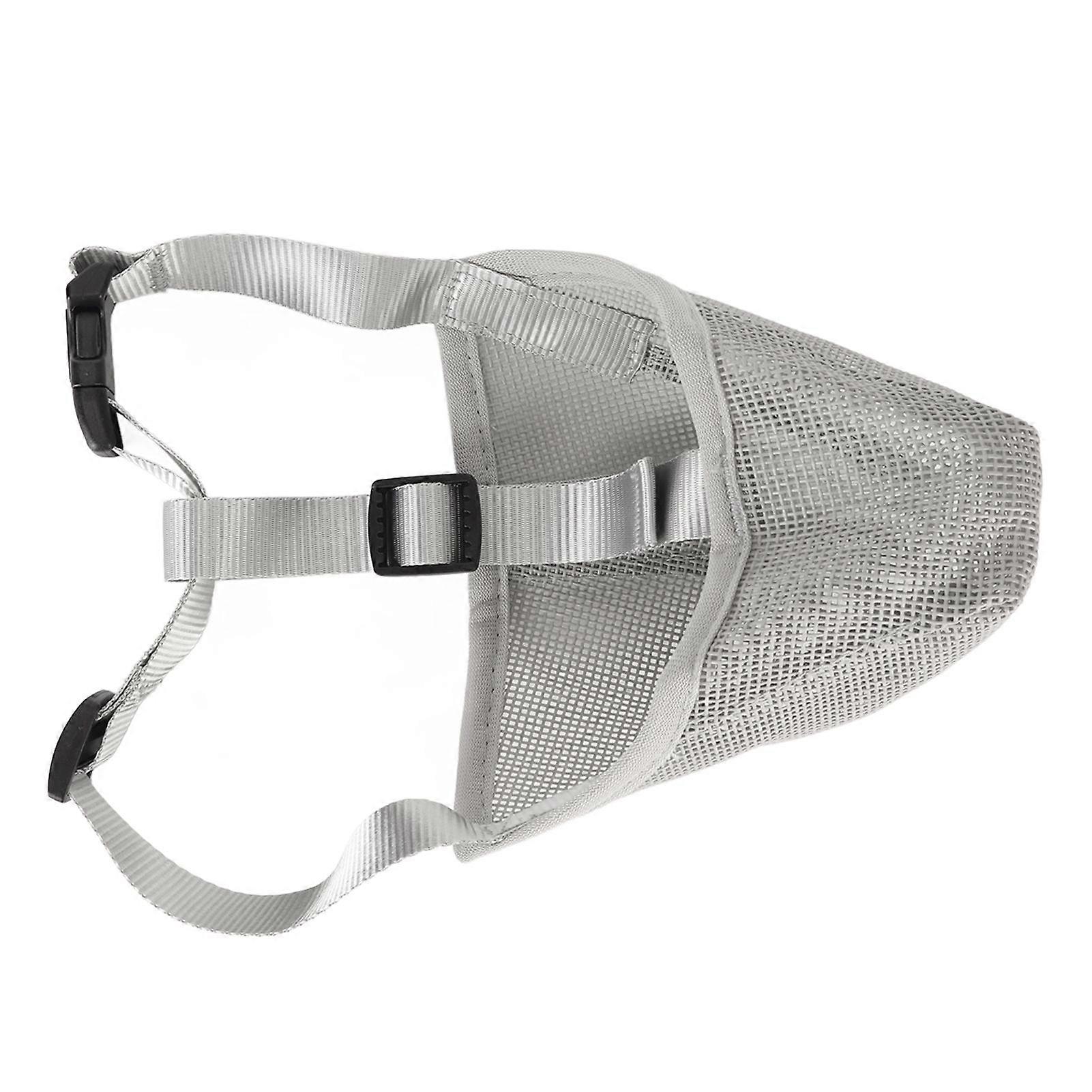 Dog Muzzle Breathable Adjustable Prevent Biting Chewing Pet Mesh Muzzle for Outdoor Training Gray L