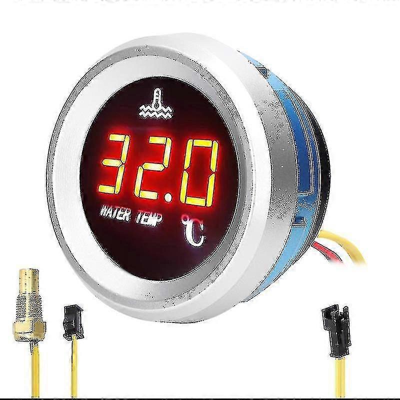 52mm Temperature Gauge Car Digital Meter Led Display 9-36v With Temperature Sensor Alarm Function