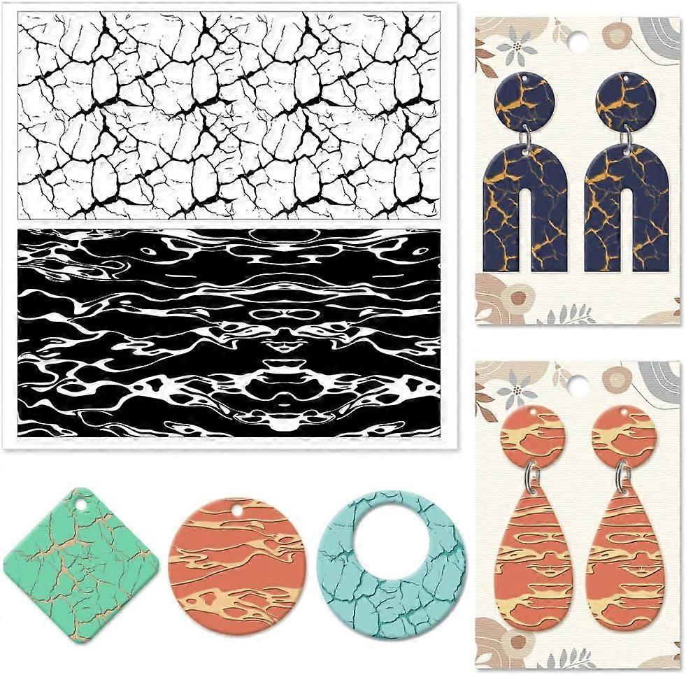 Natural Texture Polymer Clay Texture Sheets Cracks Water Pattern Silicone Texture Stamp Clay Modeling Pattern Pad Texture Sheets for Polymer Clay Maki