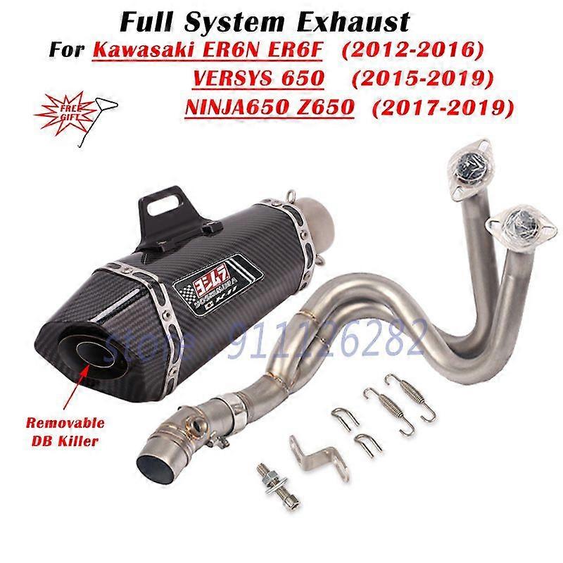 For Kawasaki ER6N ER6F Versys 650 Z650 Ninja 650 Moto Exhaust Escape Full System Yoshimura Muffler DB Killer Front Mid Link Pipe