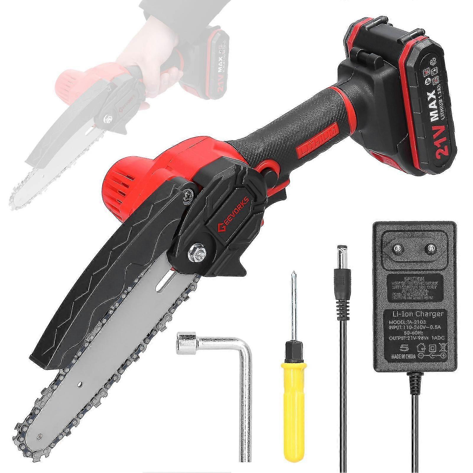 21v 6inch Portable Electric Pruning Saws Small Splitting Chainsaw Brush One-handed Tool Compatible With Garden Orchard-b7 1pcs battery EU Plug MultiCo